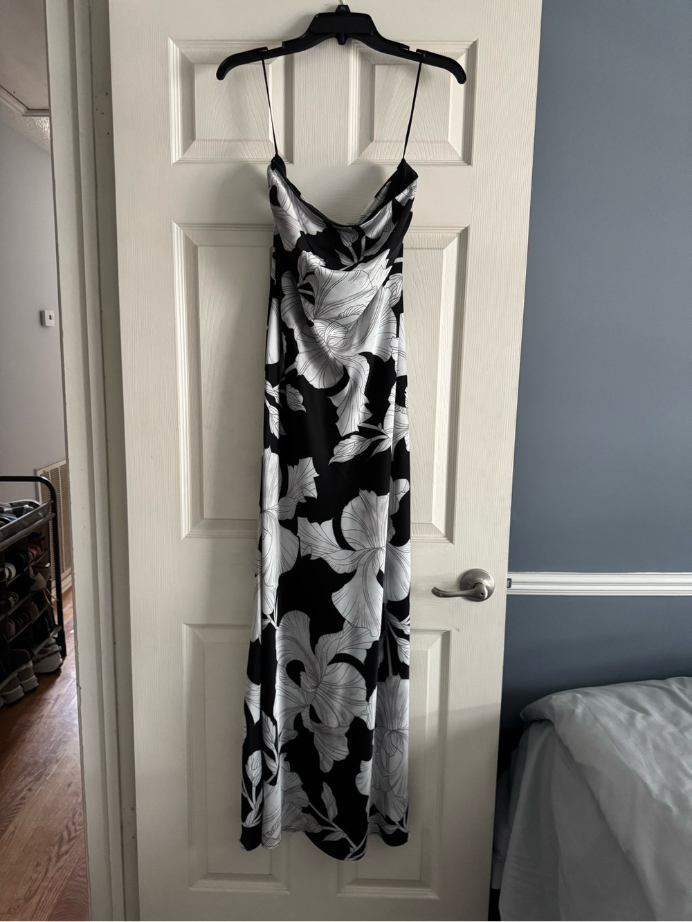 Gianni Bini Black & White Floral Maxi Slip Dress
